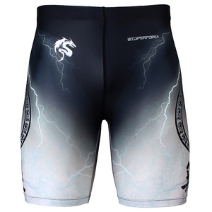 NO RETREAT -Thunder white [FY-303W] Full graphic compression shorts