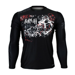 BURN OFF -Black [FR-158K] Full graphic Loose-fit Long sleeve Crew neck shirt
